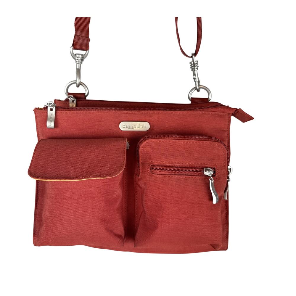 Baggallini Everything Crossbody Bag Purse Orange Nylon Organizer Wristlet Wallet